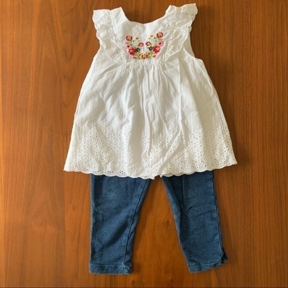 NFS. Little Me 2pc eyelet floral embroidered set - Picture 2 of 8